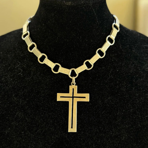 Rare sterling silver Versani necklace Avant Garde modernist chain - Picture 15 of 17